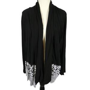 ECLA Women's XL Open Cardigan Black Peasant Long Sleeves Lightweight